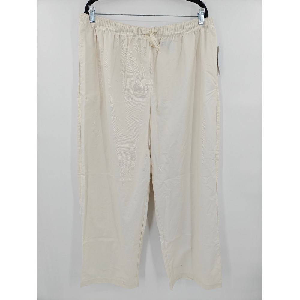 Karen Scott Sport Woman Cream Elastic Waist Drawstring Pants Plus Size 2X Avg